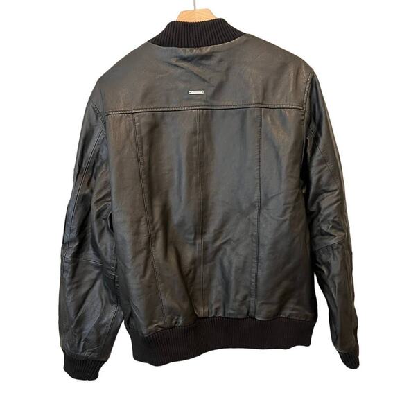 Deadwood Recycled Lambskin Leather Bomber Jacket Size Large - Picture 6 of 15
